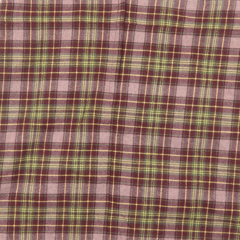 Sasha Womens Purple Plaid Wool A-Line Skirt Size 14 Zip
