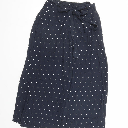 Phase Eight Womens Blue Polka Dot Viscose Cropped Trousers Size 8 L23 in Regular - Elasticated Waist