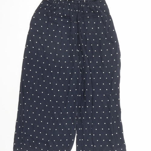 Phase Eight Womens Blue Polka Dot Viscose Cropped Trousers Size 8 L23 in Regular - Elasticated Waist