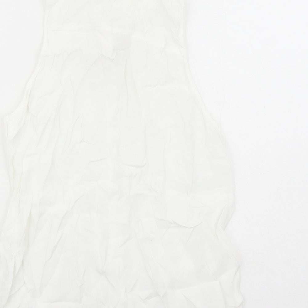 River Island Womens White Viscose Basic Button-Up Size 10 Collared