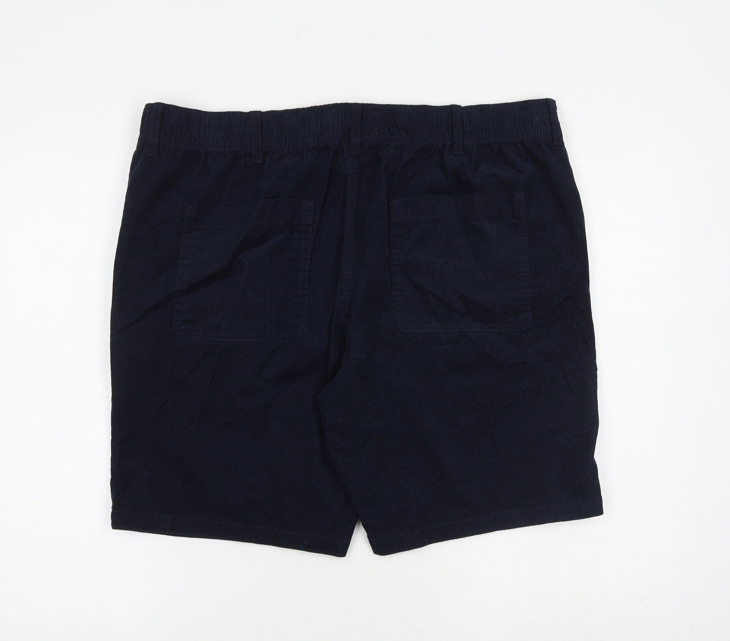 Marks and Spencer Mens Blue Cotton Bermuda Shorts Size XL L9 in Regular Zip