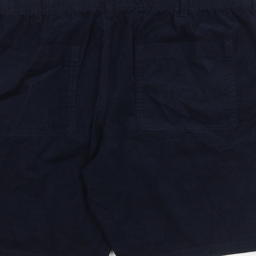 Marks and Spencer Mens Blue Cotton Bermuda Shorts Size XL L9 in Regular Zip