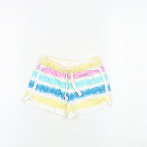 Marks and Spencer Girls Multicoloured 100% Cotton Bermuda Shorts Size 4-5 Years Regular Drawstring
