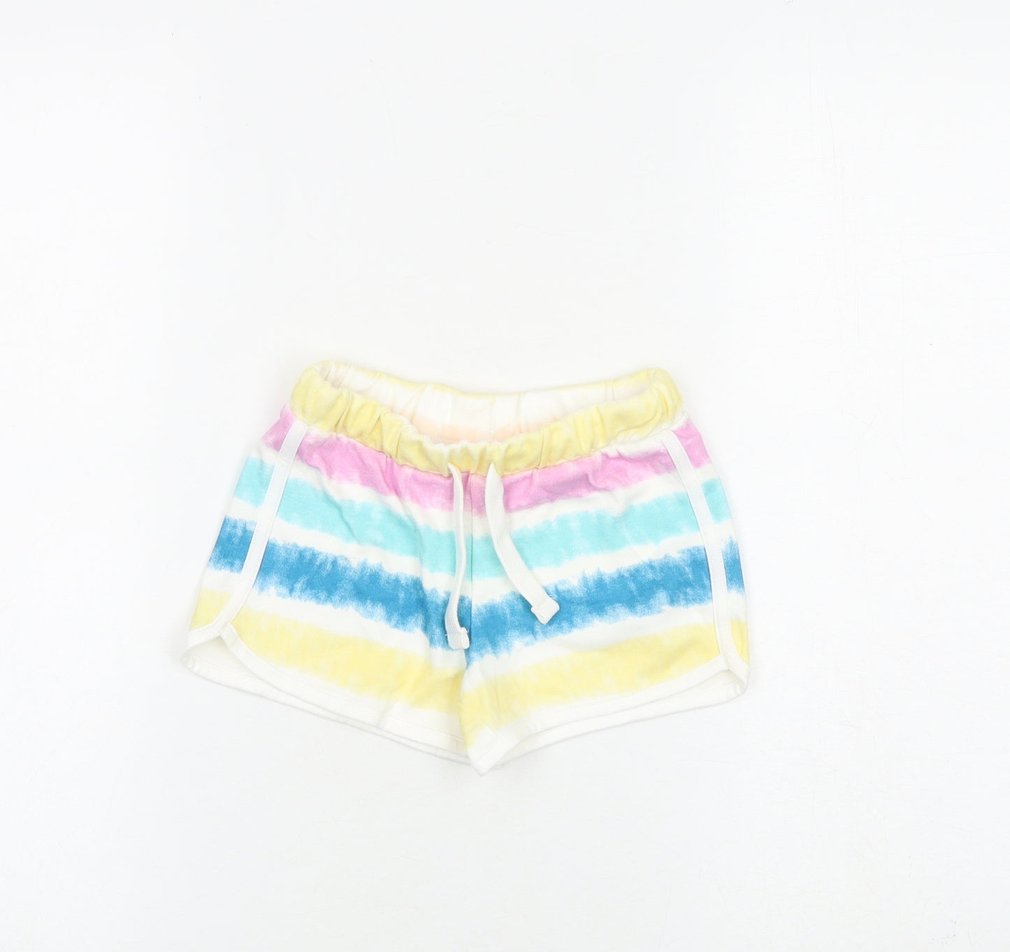 Marks and Spencer Girls Multicoloured 100% Cotton Bermuda Shorts Size 4-5 Years Regular Drawstring