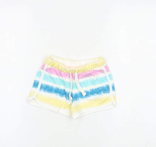 Marks and Spencer Girls Multicoloured 100% Cotton Bermuda Shorts Size 4-5 Years Regular Drawstring