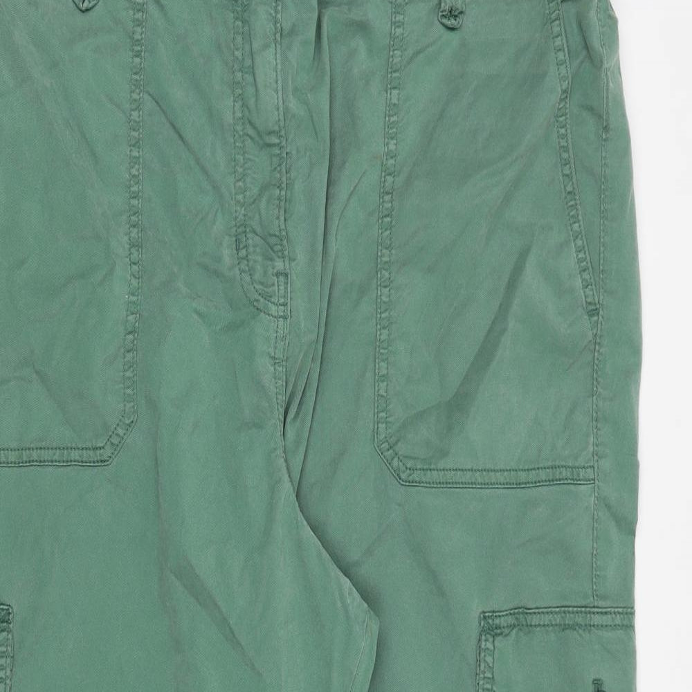 Marks and Spencer Womens Green Lyocell Cargo Trousers Size 20 L25 in Regular Zip