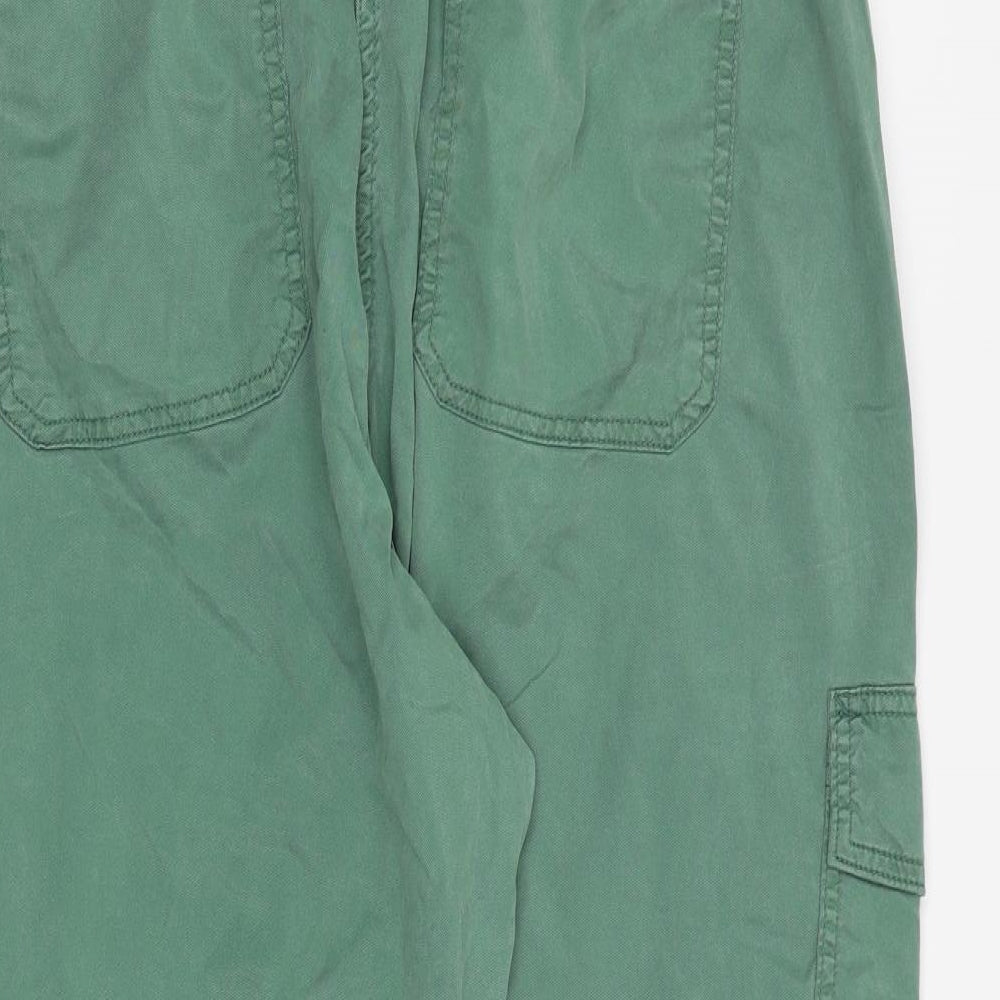 Marks and Spencer Womens Green Lyocell Cargo Trousers Size 20 L25 in Regular Zip