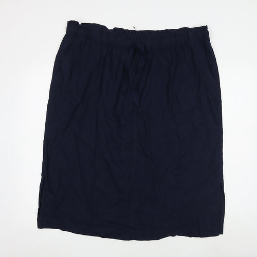 Marks and Spencer Womens Blue Flax A-Line Skirt Size 22 Tie