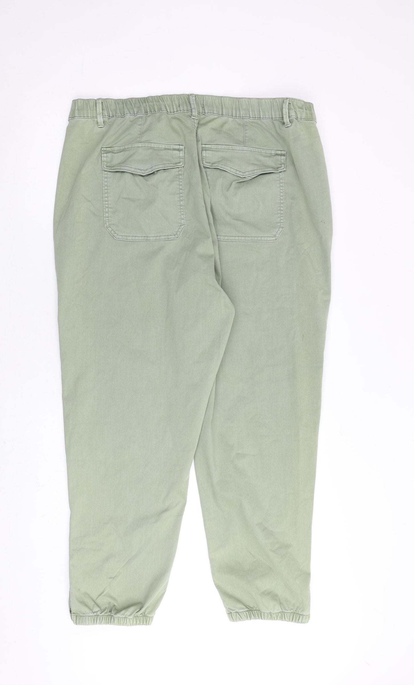 Marks and Spencer Womens Green Cotton Straight Jeans Size 20 L28 in Regular Zip