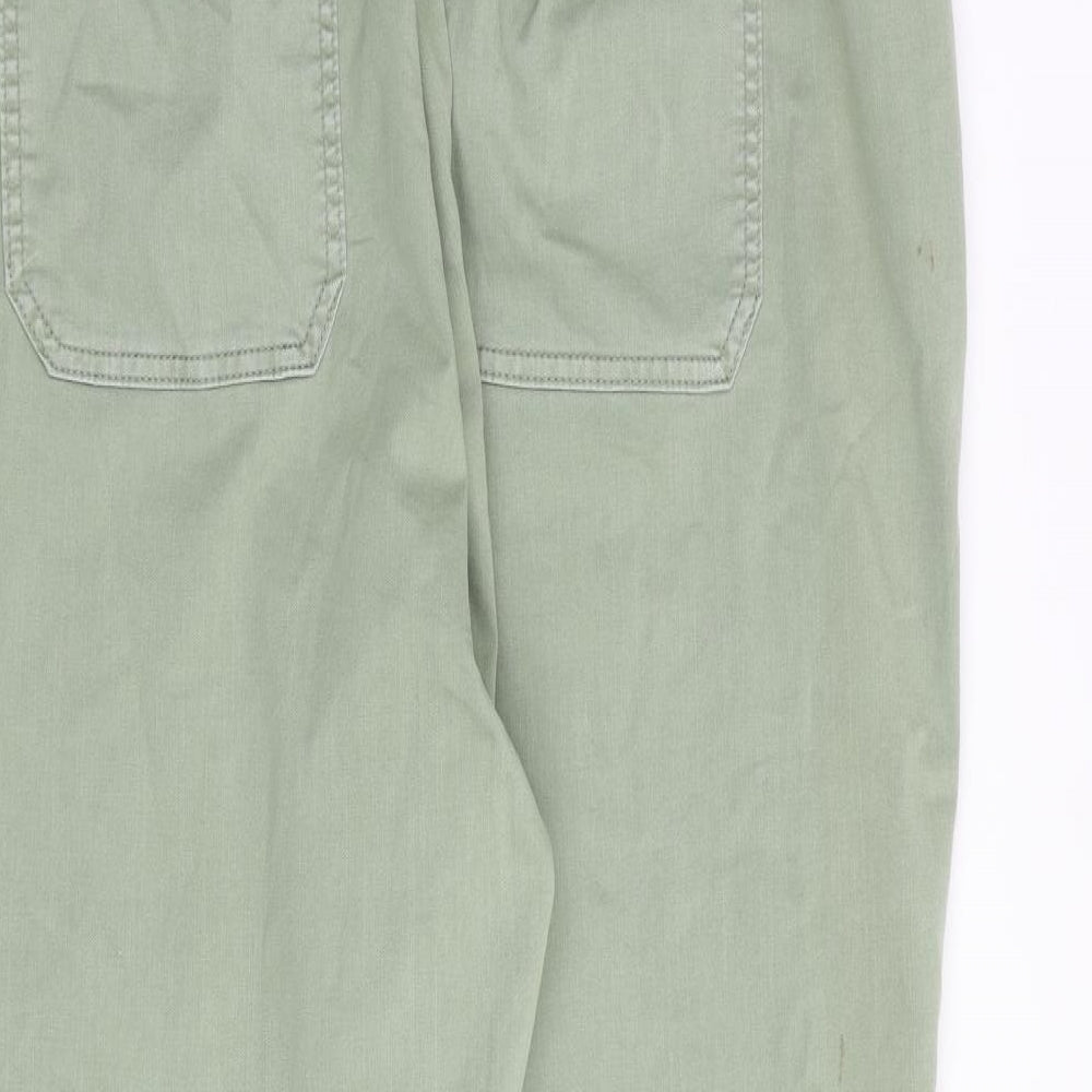 Marks and Spencer Womens Green Cotton Straight Jeans Size 20 L28 in Regular Zip