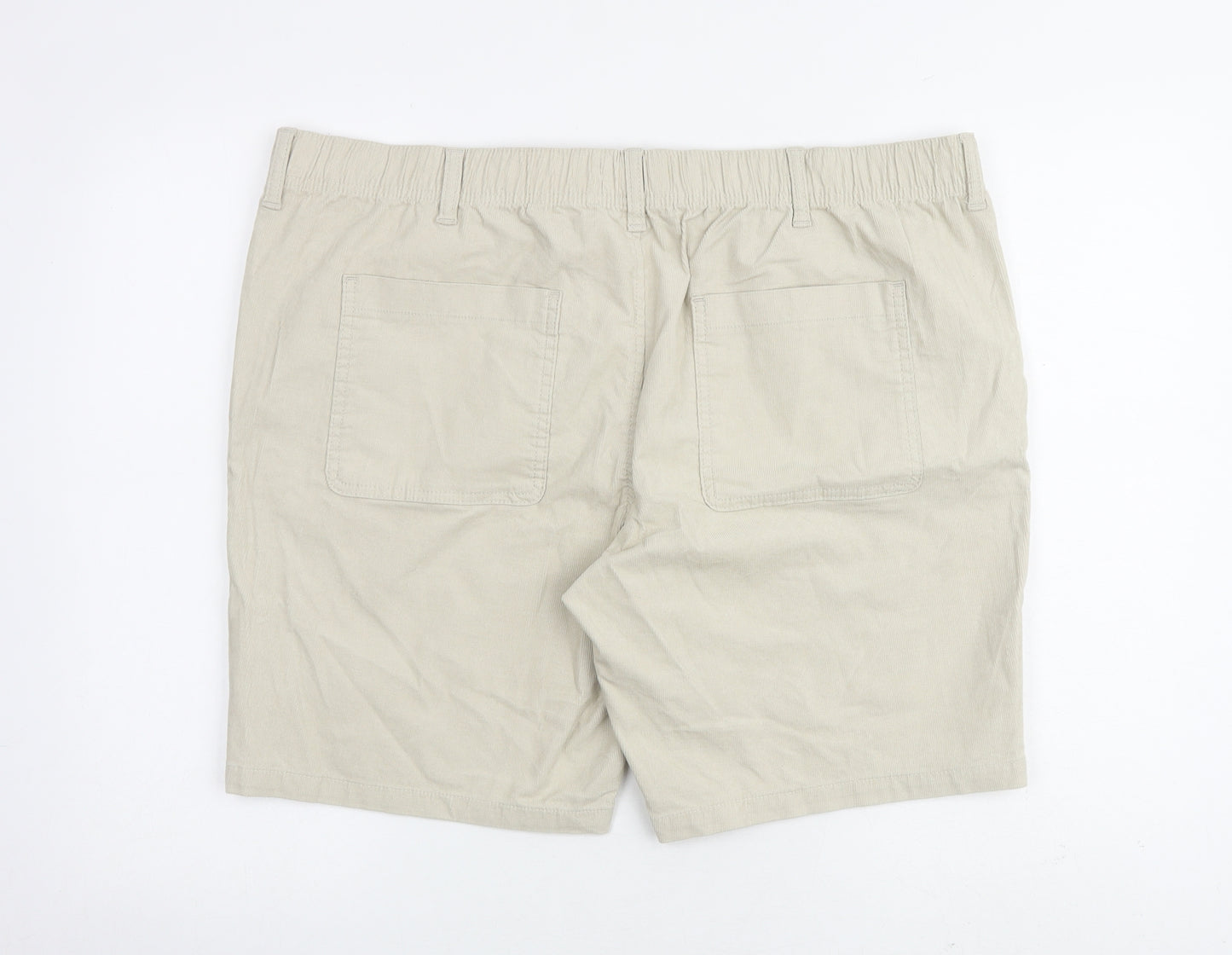 Marks and Spencer Mens Beige Cotton Bermuda Shorts Size 2XL L8 in Regular Zip