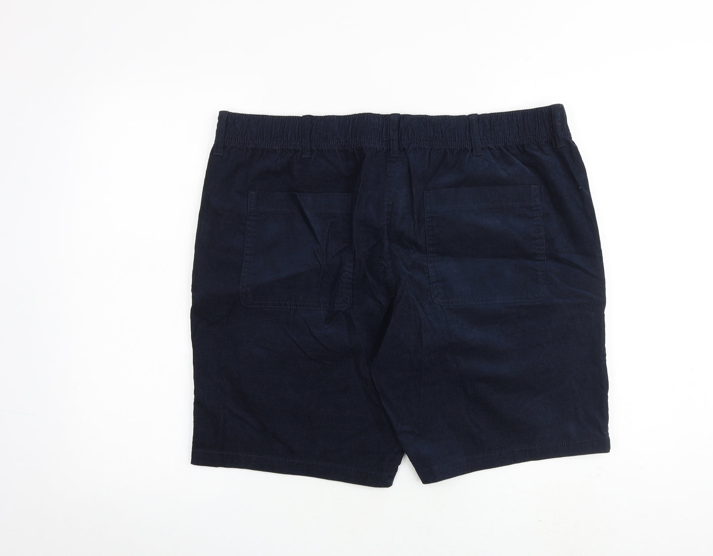 Marks and Spencer Mens Blue Cotton Bermuda Shorts Size 2XL L8 in Regular Zip