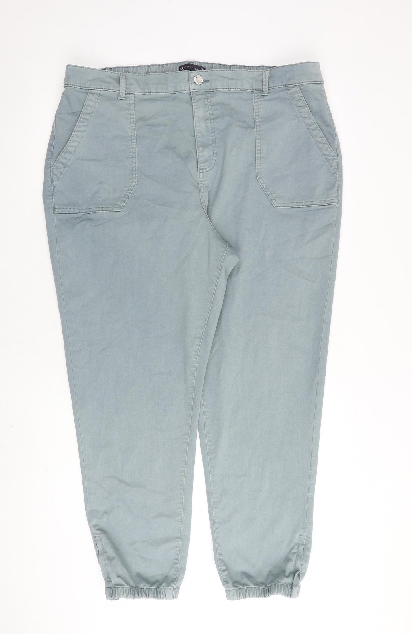 Marks and Spencer Womens Grey Cotton Straight Jeans Size 20 L28 in Regular Zip