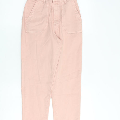 Marks and Spencer Womens Pink Cotton Straight Jeans Size 6 L28 in Regular Zip