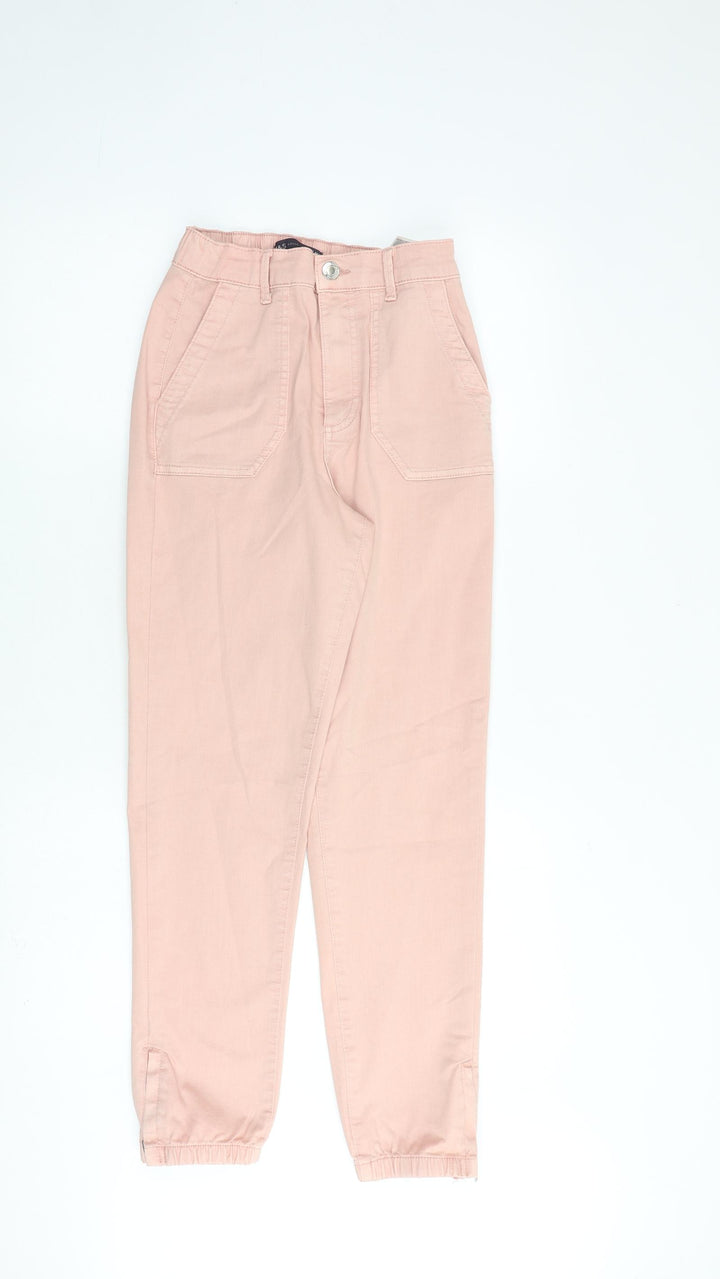 Marks and Spencer Womens Pink Cotton Straight Jeans Size 6 L28 in Regular Zip