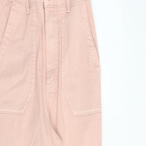 Marks and Spencer Womens Pink Cotton Straight Jeans Size 6 L28 in Regular Zip