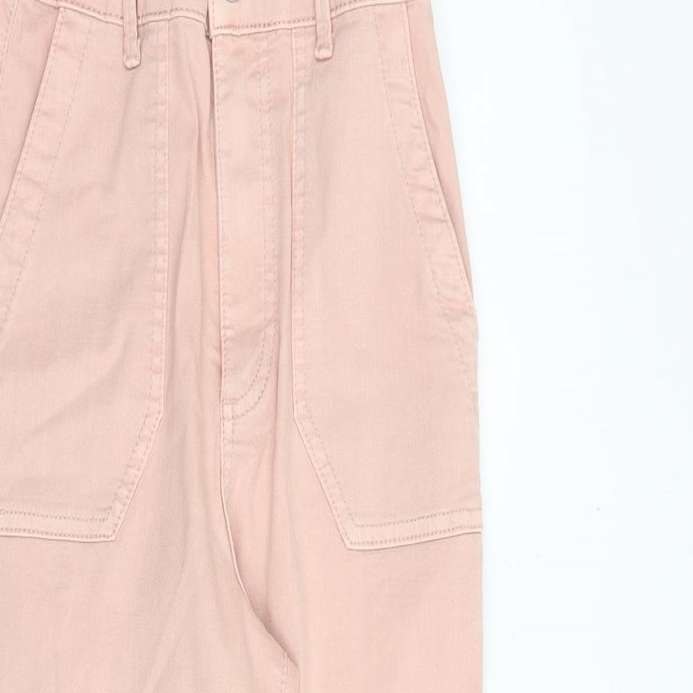 Marks and Spencer Womens Pink Cotton Straight Jeans Size 6 L28 in Regular Zip