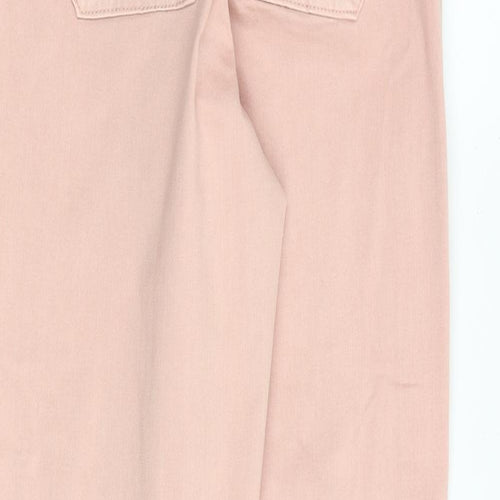 Marks and Spencer Womens Pink Cotton Straight Jeans Size 6 L28 in Regular Zip