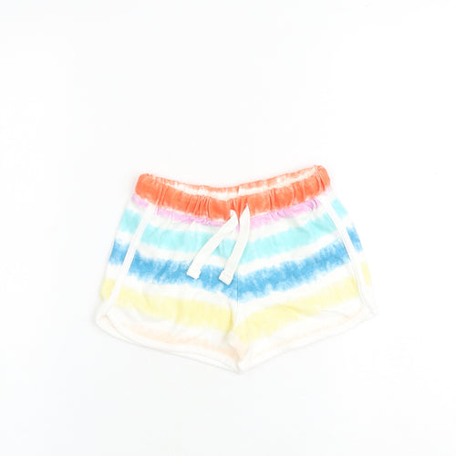 Marks and Spencer Girls Multicoloured 100% Cotton Sweat Shorts Size 4-5 Years Regular Tie
