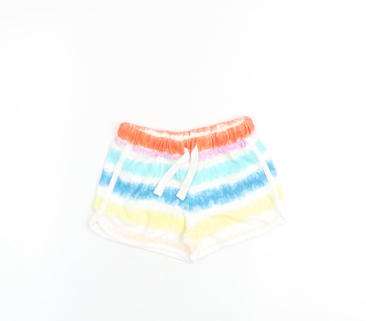 Marks and Spencer Girls Multicoloured 100% Cotton Sweat Shorts Size 4-5 Years Regular Tie