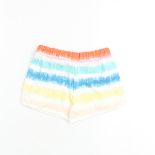 Marks and Spencer Girls Multicoloured 100% Cotton Sweat Shorts Size 4-5 Years Regular Tie