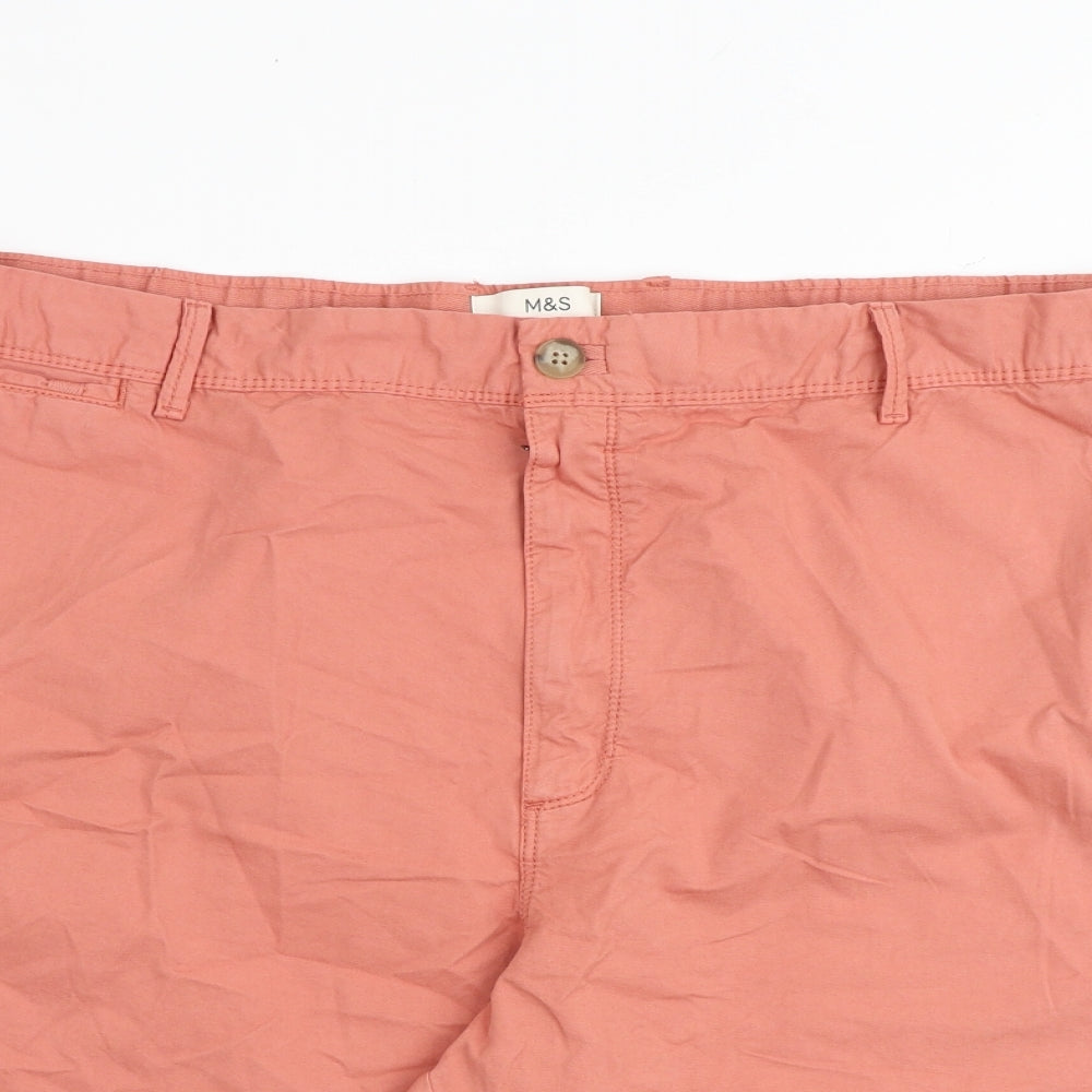 Marks and Spencer Mens Pink Cotton Cargo Shorts Size 44 in L9 in Regular Zip