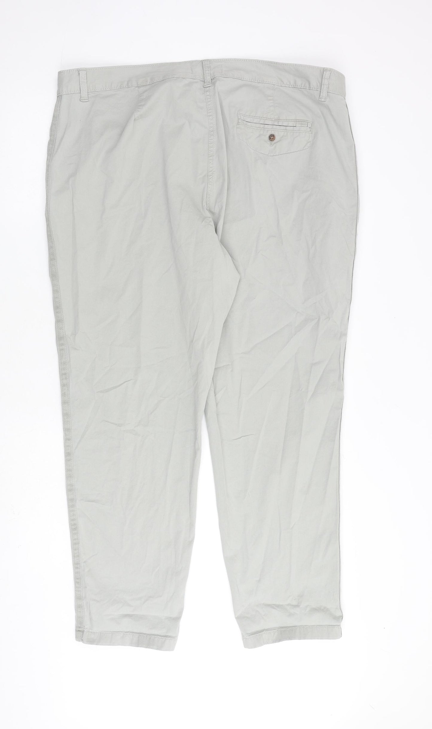 Marks and Spencer Womens Grey Cotton Chino Trousers Size 20 L29 in Regular Zip