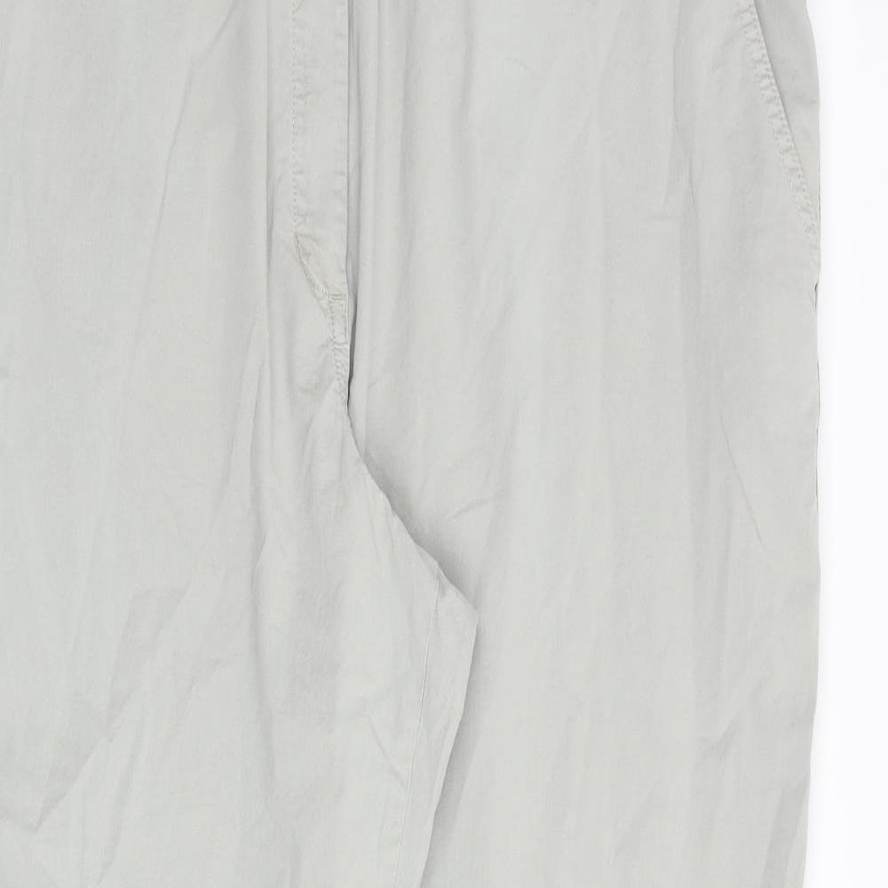 Marks and Spencer Womens Grey Cotton Chino Trousers Size 20 L29 in Regular Zip