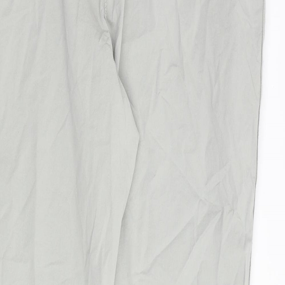 Marks and Spencer Womens Grey Cotton Chino Trousers Size 20 L29 in Regular Zip