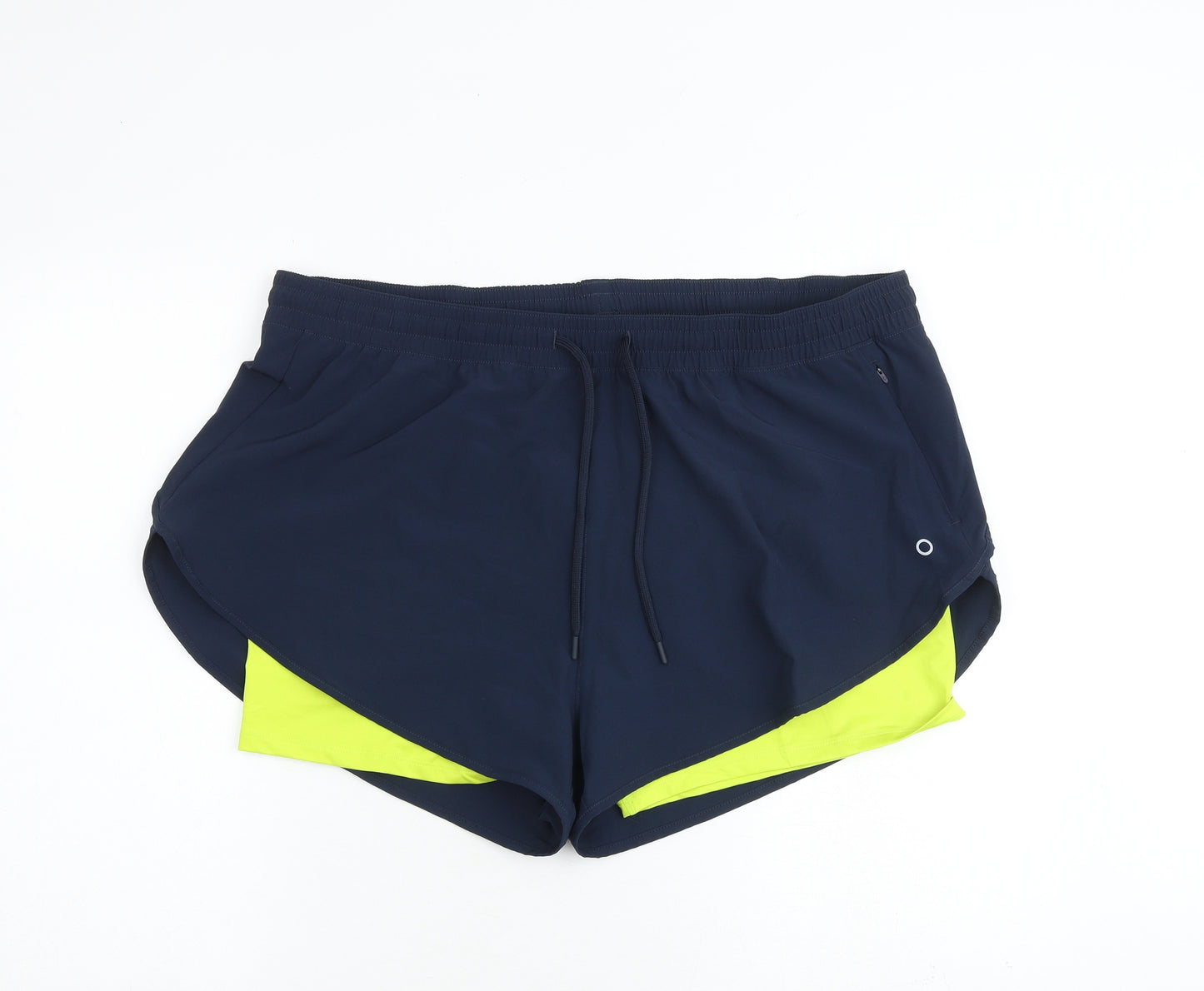 GOODMOVE Womens Blue Houndstooth Polyester Sweat Shorts Size 20 Regular Tie