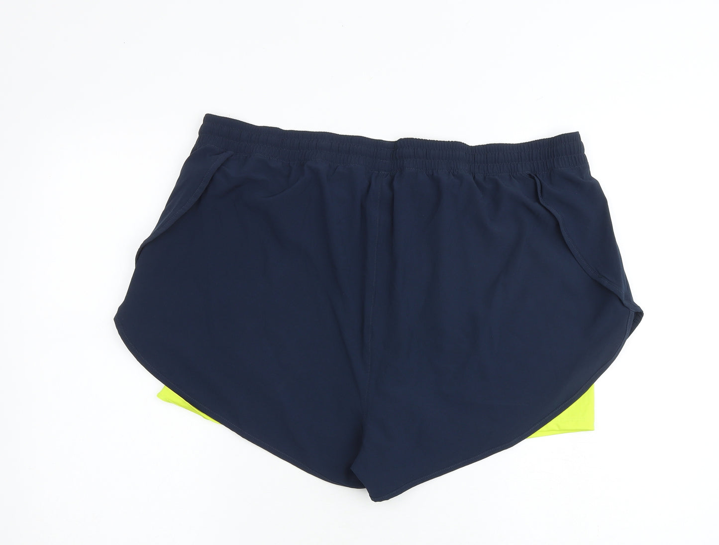 GOODMOVE Womens Blue Houndstooth Polyester Sweat Shorts Size 20 Regular Tie