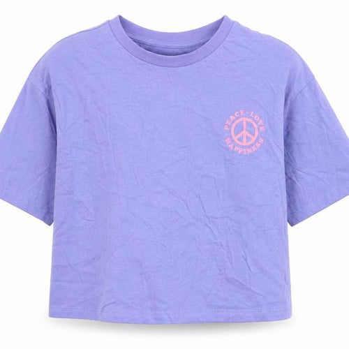 Marks and Spencer Girls Purple 100% Cotton Basic T-Shirt Size 7-8 Years Round Neck Pullover