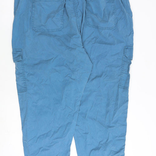 Marks and Spencer Womens Blue Lyocell Cargo Trousers Size 24 L28 in Regular Zip