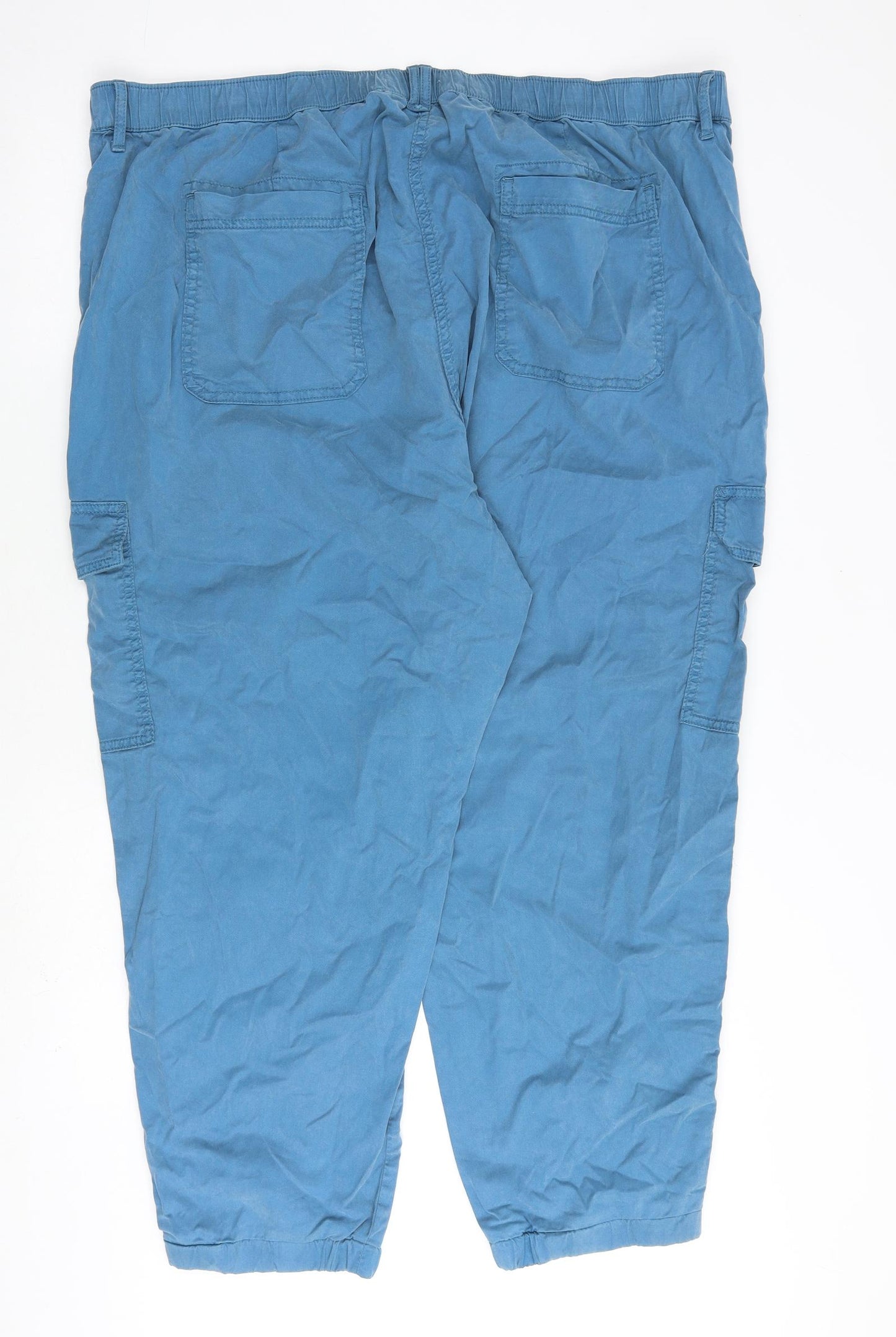 Marks and Spencer Womens Blue Lyocell Cargo Trousers Size 24 L28 in Regular Zip