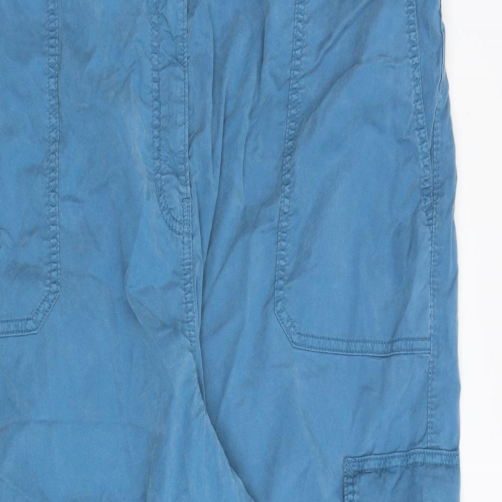 Marks and Spencer Womens Blue Lyocell Cargo Trousers Size 24 L28 in Regular Zip