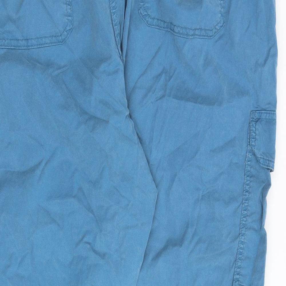 Marks and Spencer Womens Blue Lyocell Cargo Trousers Size 24 L28 in Regular Zip