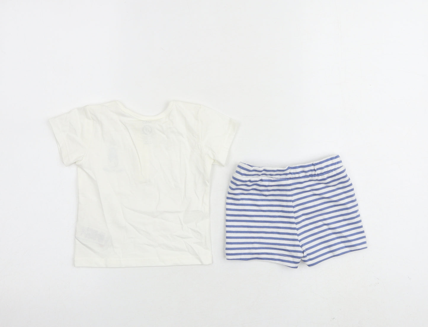 Marks and Spencer Baby White Striped 100% Cotton Shorts Set Outfit/Set Size 0-3 Months Pullover