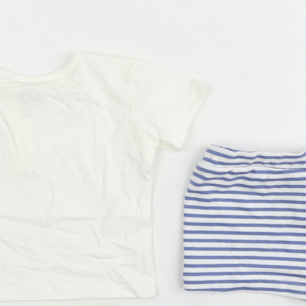 Marks and Spencer Baby White Striped 100% Cotton Shorts Set Outfit/Set Size 0-3 Months Pullover