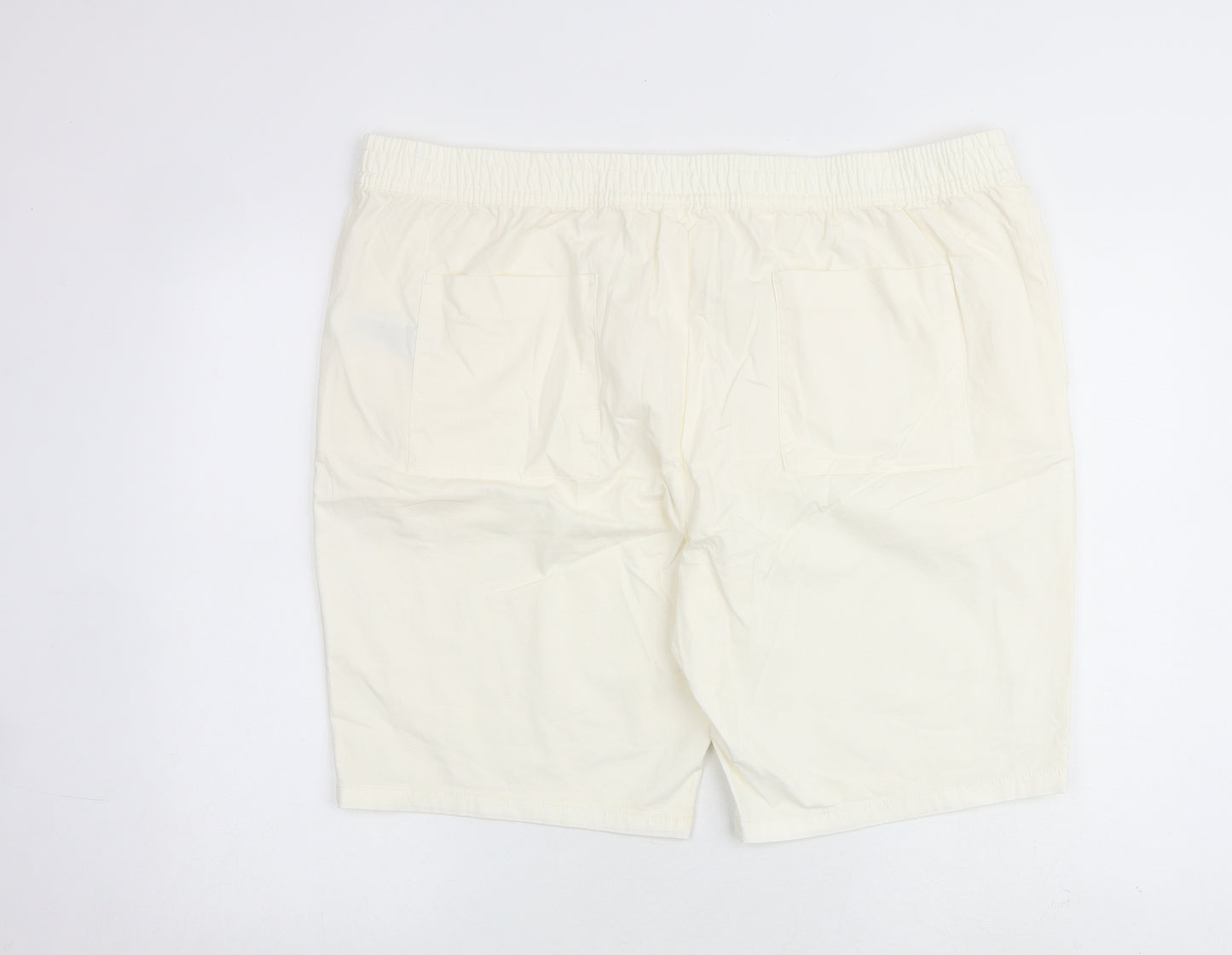 Marks and Spencer Mens Ivory Cotton Cargo Shorts Size 2XL L10 in Regular Zip