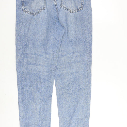 Stardivarius Womens Blue Cotton Mom Jeans Size 10 L26 in Regular Zip