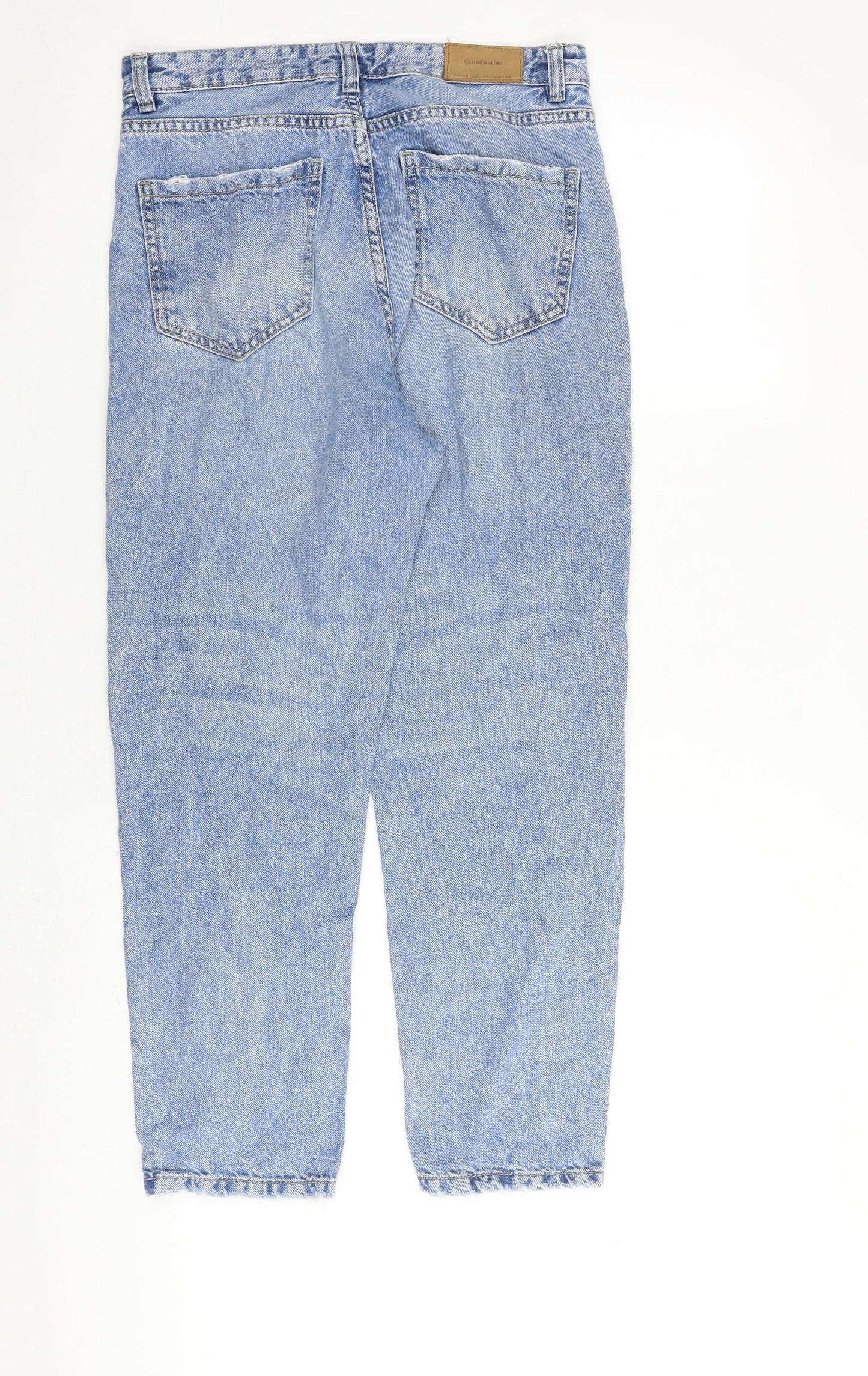 Stardivarius Womens Blue Cotton Mom Jeans Size 10 L26 in Regular Zip
