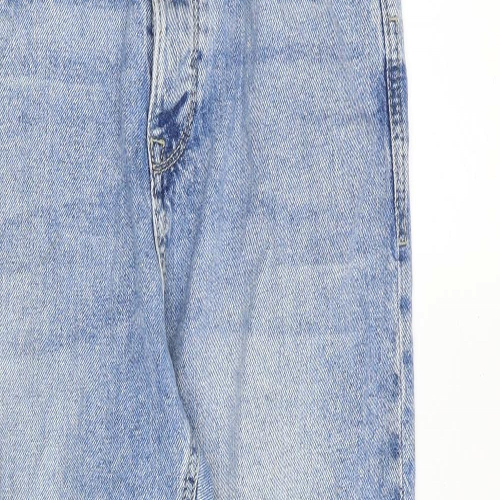 Stardivarius Womens Blue Cotton Mom Jeans Size 10 L26 in Regular Zip