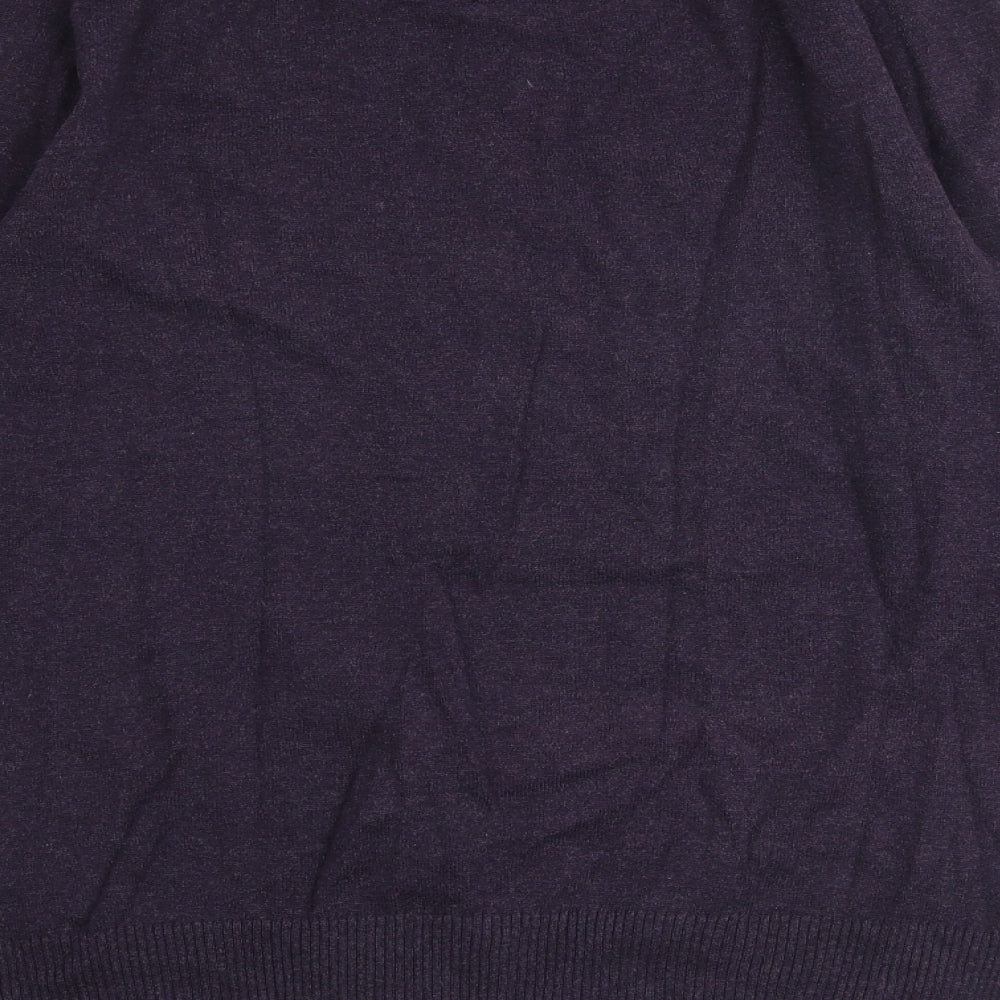 Fat Face Mens Purple V-Neck Cotton Pullover Jumper Size M Long Sleeve