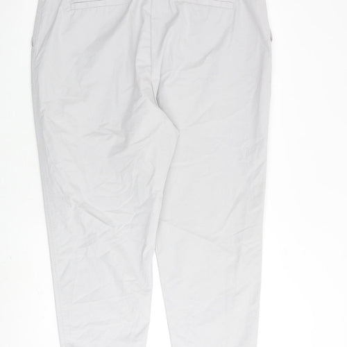 Marks and Spencer Womens Grey Cotton Chino Trousers Size 22 L27 in Regular Zip
