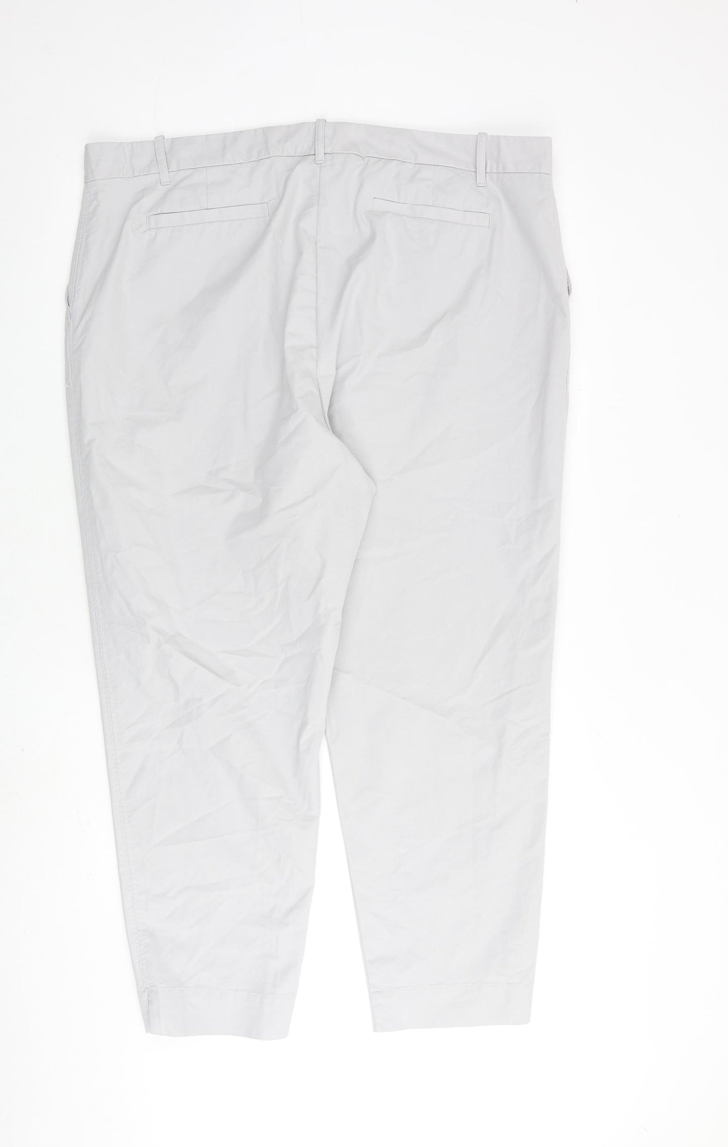 Marks and Spencer Womens Grey Cotton Chino Trousers Size 22 L27 in Regular Zip