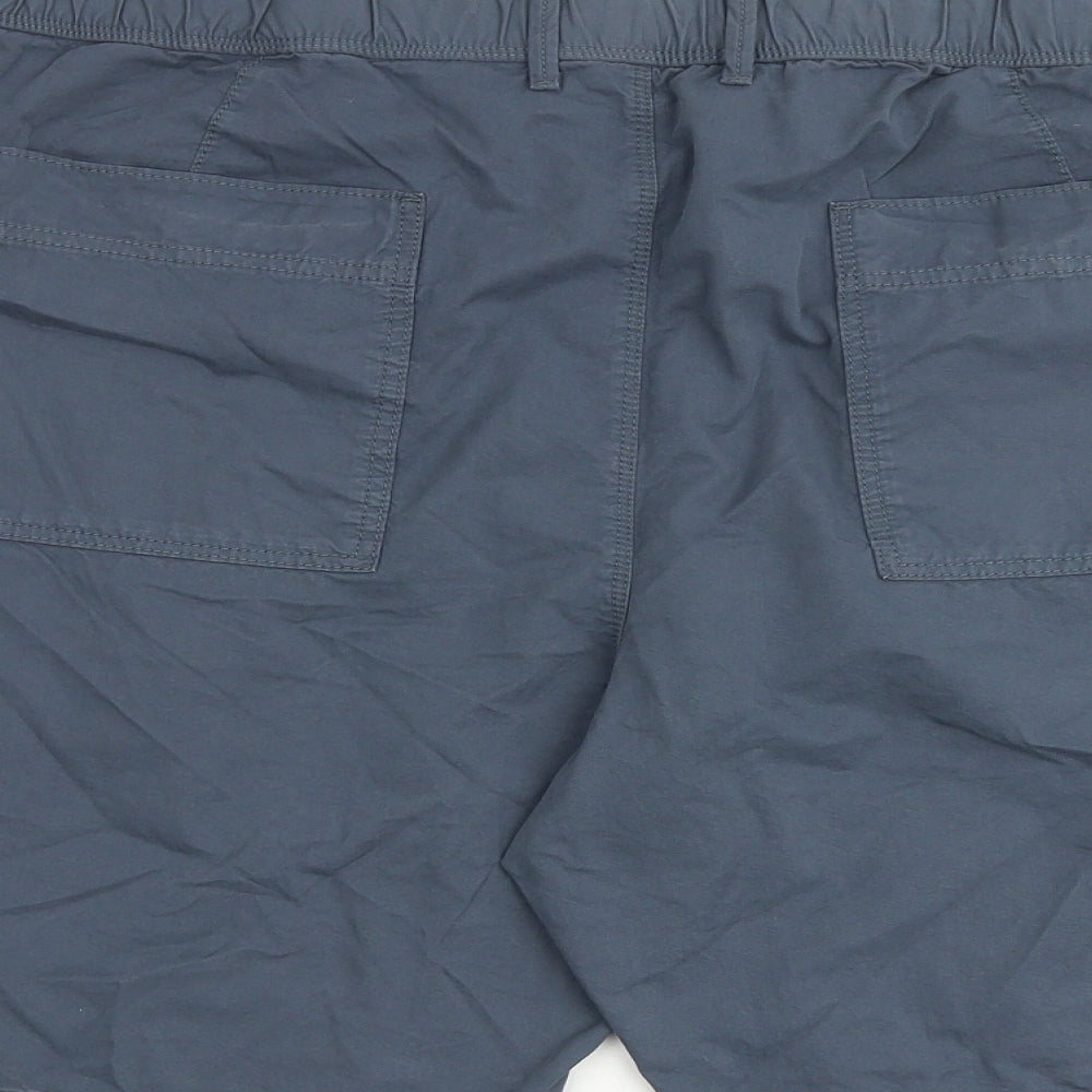 Marks and Spencer Mens Blue Cotton Cargo Shorts Size 44 in L10 in Regular Zip