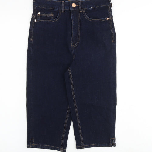 Marks and Spencer Womens Blue Cotton Biker Shorts Size 6 L13 in Regular Zip
