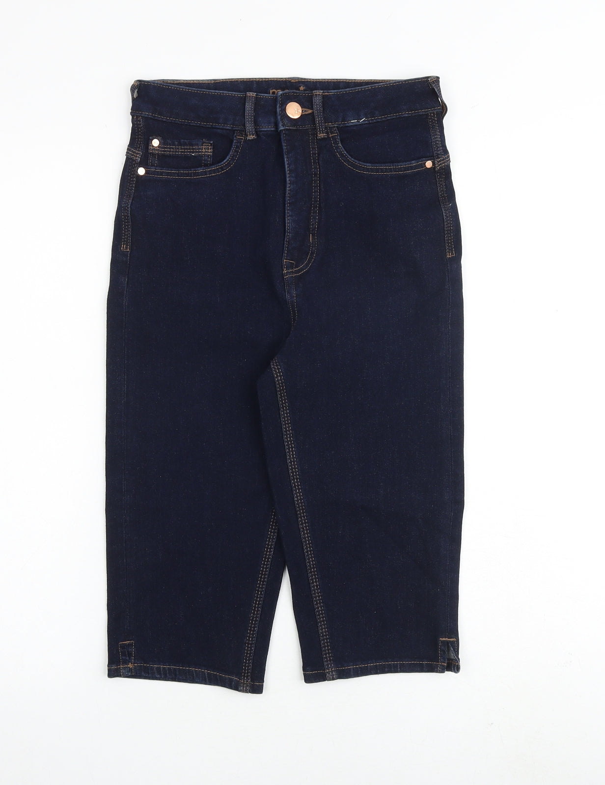 Marks and Spencer Womens Blue Cotton Biker Shorts Size 6 L13 in Regular Zip