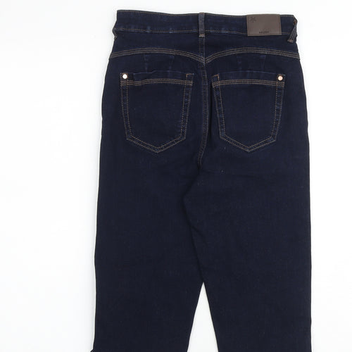 Marks and Spencer Womens Blue Cotton Biker Shorts Size 6 L13 in Regular Zip