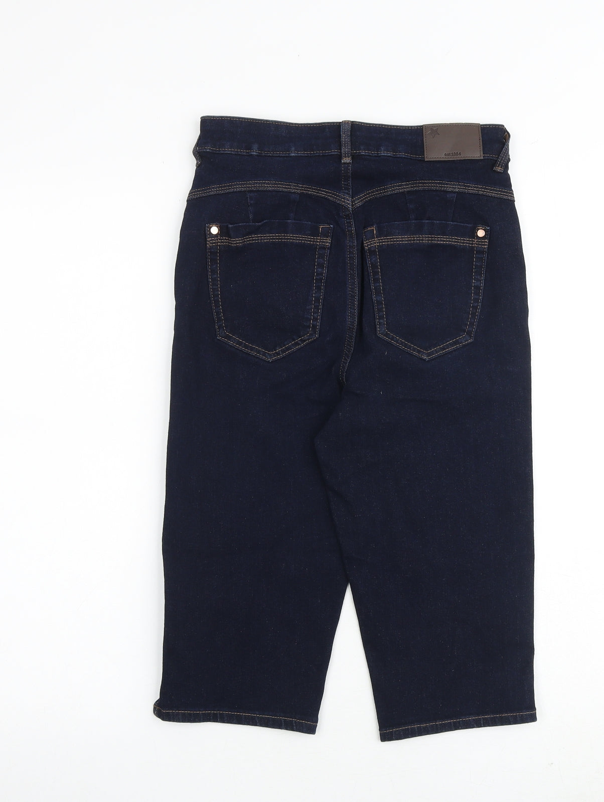 Marks and Spencer Womens Blue Cotton Biker Shorts Size 6 L13 in Regular Zip